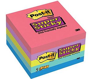 Post-it Super Sticky 3 x 3 Assorted Colors Notes - 5 Pack