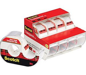 Scotch Transparent Tape, 3/4 x 850, with Dispenser, 1 Core, 4/Pack