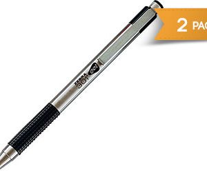 Zebra G-301 Retractable Stainless Steel Gel-Ink Pens, Medium Point, Black - 2 Pack