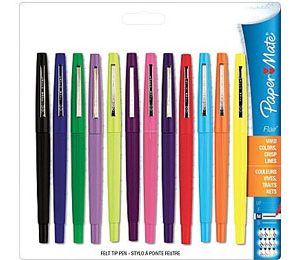 Paper Mate Flair Felt-Tip Pens, Medium Point, Assorted - 12 Pack