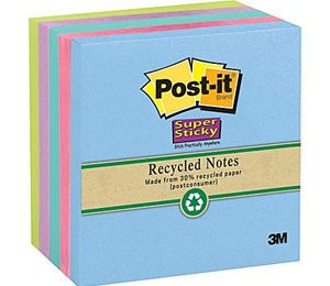 Post-it Super Sticky 3 x 3 Recycled Tropic Breeze Notes - 5 Pads