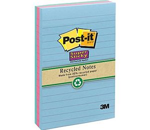 Post-it Super Sticky 4 x 6 Recycled Tropic Breeze Notes - 3 Pack