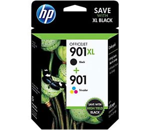 HP 901XL Black High Yield/901 Standard Color Ink Cartridges (CZ722FN#140) Combo 2/Pack