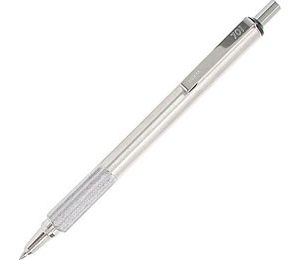 Zebra F-701 Retractable Ballpoint Pen, .7mm, Stainless Steel, Black - 1 Pen