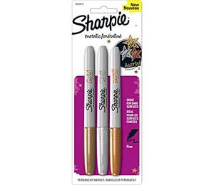 Sharpie Metallic Fine Point Permanent Markers, Assorted - 3 Pack