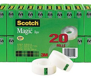 Scotch 810 Magic Tape Refill Rolls Bonus Pack, 3/4 x 27.7 yds, 1 Core, 20/Pack