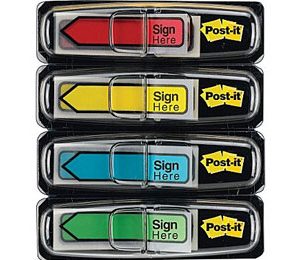 Post-it 1/2 Assorted Sign Here Arrow Flags with Pop-Up Dispenser - 120 Flags/Pack