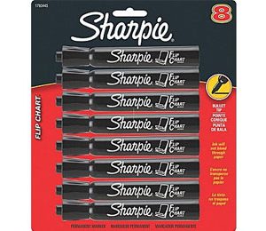 Sharpie Flip Chart Markers, Black - 8 Pack