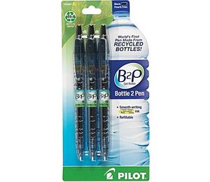 Pilot B2P Bottle to Pen Retractable Gel Pens, Fine Point, Black - 3 Pack