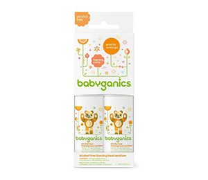 Babyganics Alcohol-Free On-The-Go Foaming Hand Sanitizer, Tangerine - 1.69oz Pump Bottle (2pk)
