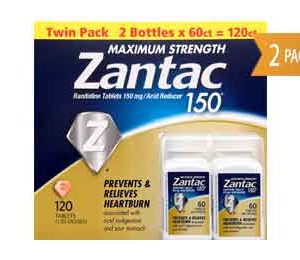 Zantac. Maximum Strength 150 mg / 120 CT / 2 PK