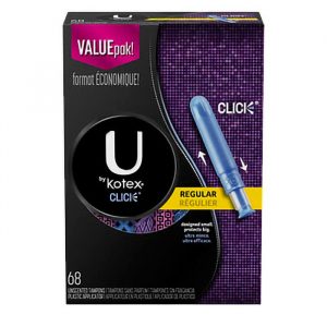 U by Kotex Click Compact Regular Unscented Tampons, 68 ct.