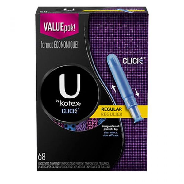 U by Kotex Click Compact Regular Unscented Tampons, 68 ct.