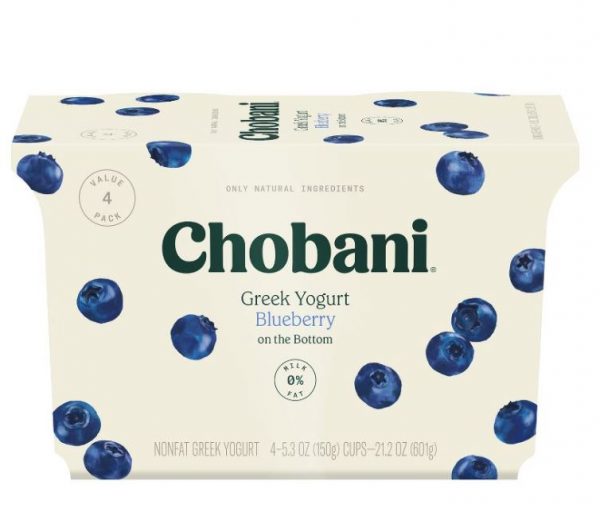 Chobani Blueberry on the Bottom Nonfat Greek Yogurt - 4ct 5.3oz Cups