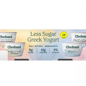 Chobani Less Sugar Greek Yogurt Variety Pack, 16 ct./5.3 oz.