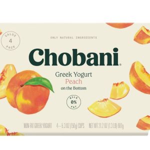 Chobani Peach on the Bottom Nonfat Greek Yogurt - 4ct 5.3oz Cups