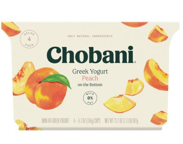 Chobani Peach on the Bottom Nonfat Greek Yogurt - 4ct 5.3oz Cups