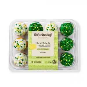 Favorite Day St Patrick's Day Chocolate & Vanilla Mini Cupcakes - 10oz/12ct
