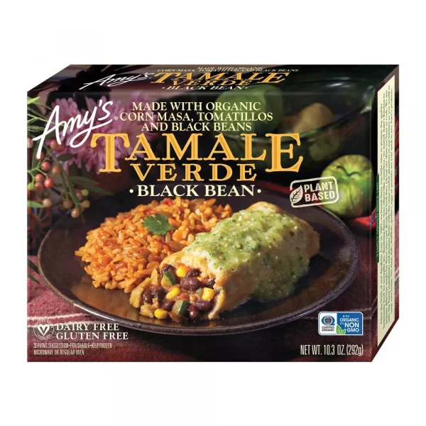 Amy's Organic Frozen Corn Masa, Tomatillos and Black Beans Tamale Verde - 9oz