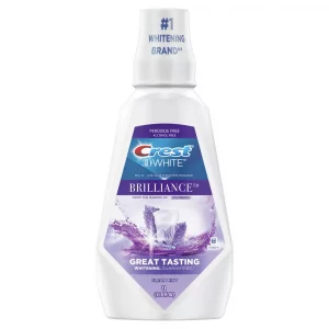 Crest 3D White Brilliance Alcohol Free Whitening Clean Mint Mouthwash - 33.8 fl oz