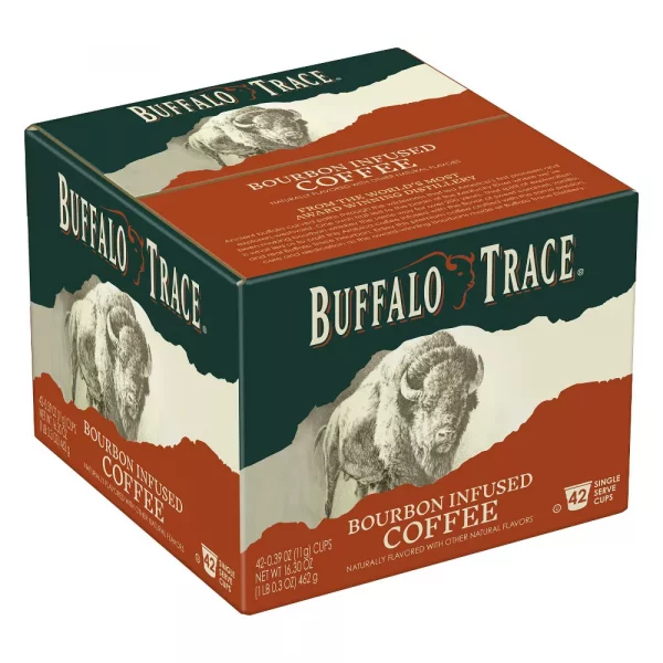 Buffalo Trace Natural Bourbon Infused Coffee, Naturally Flavored, Single Serve Coffee Cups 42 Count