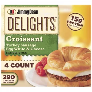 Jimmy Dean Delights Turkey Sausage, Egg Whites, & Cheese Frozen Croissant - 4ct