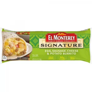 El Monterey Egg, Sausage, Cheese & Potato Frozen Burritos
