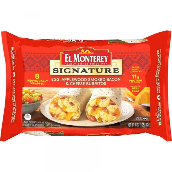 El Monterey Egg & Bacon Frozen Burritos - 36oz/8ct