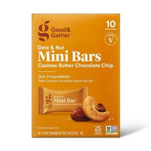 Good & Gather Date and nut Bars Mini Cashew Butter Chocolate Chip - 7.8oz/10ct