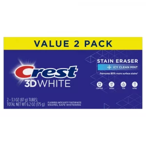 Crest 3D White Stain Eraser Teeth Whitening Toothpaste - Icy Clean Mint - 3.1oz/2pk