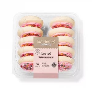 Favorite Day Frosted Sugar Cookies With Pink Icing - 13.5oz/10ct