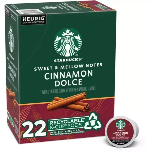 Starbucks Keurig K-Cup Light Roast Coffee Pods Cinnamon Dolce Flavored Coffee?Naturally Flavored 100% Arabica 22 CT
