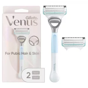 Venus for Pubic Hair & Skin Women's Razor + 2 Razor Blade Refills