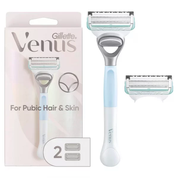 Venus for Pubic Hair & Skin Women's Razor + 2 Razor Blade Refills