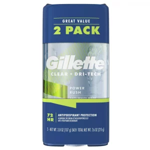 Gillette Antiperspirant Deodorant for Men - Clear Gel Power Rush 72 Hour Sweat Protection - 2pk/3.8oz each
