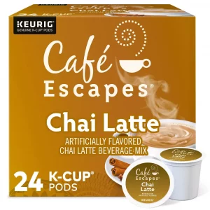 Caf? Escapes Chai Latte Coffee Pods Flavored Coffee Dark Roast - 24ct