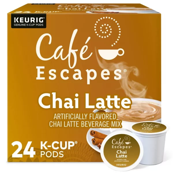 Caf? Escapes Chai Latte Coffee Pods Flavored Coffee Dark Roast - 24ct