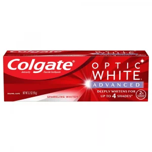 Colgate Optic White Advanced Whitening Toothpaste with Fluoride, 2% Hydrogen Peroxide - Sparkling White - 3.2oz