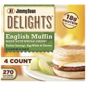 Jimmy Dean Delights Turkey Sausage, Egg Whites, & Cheese Frozen English Muffin - 4ct