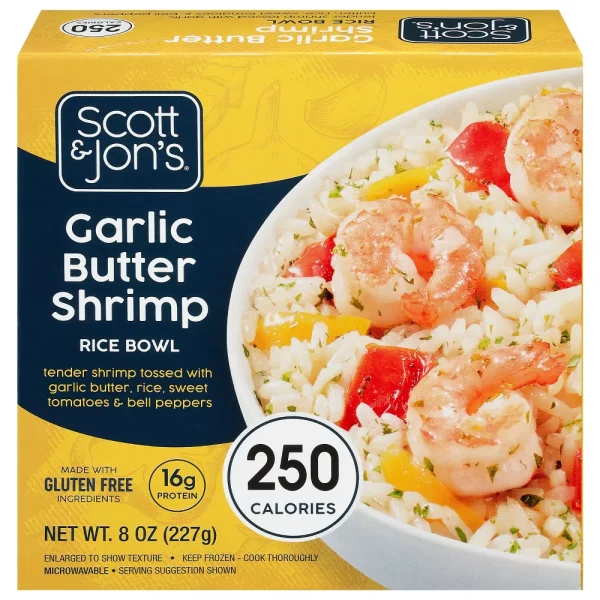 Scott & Jon's Gluten Free Frozen Garlic Butter Shrimp Rice Bowl - 8oz