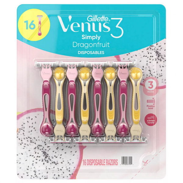 Gillette Venus Simply 3 Dragonfruit Women's Disposable Razor, 16 ct.