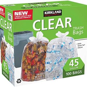 Kirkland Signature 45 gal clear trash bag 100 ct