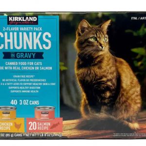 Kirkland Signature Canned Cat Food, Chunks in Gravy, Variety Pack, 3 oz, 40 ct