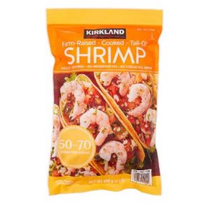 Kirkland Signature Farm-Raised Cooked Shrimp, Tail-Off, Peeled, Deveined, 50-70-count, 2 lbs