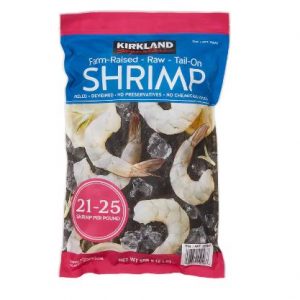 Kirkland Signature Farm-Raised Raw Shrimp, Tail-On, Peeled, Deveined, 21-25-count 2 lbs