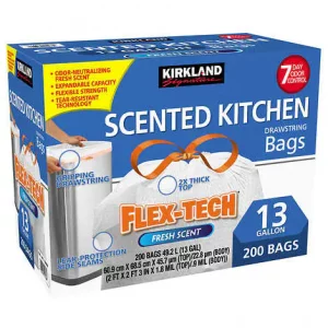 Kirkland Signature Flex-Tech 13-Gallon Scented Kitchen Trash Bags, 200 ct