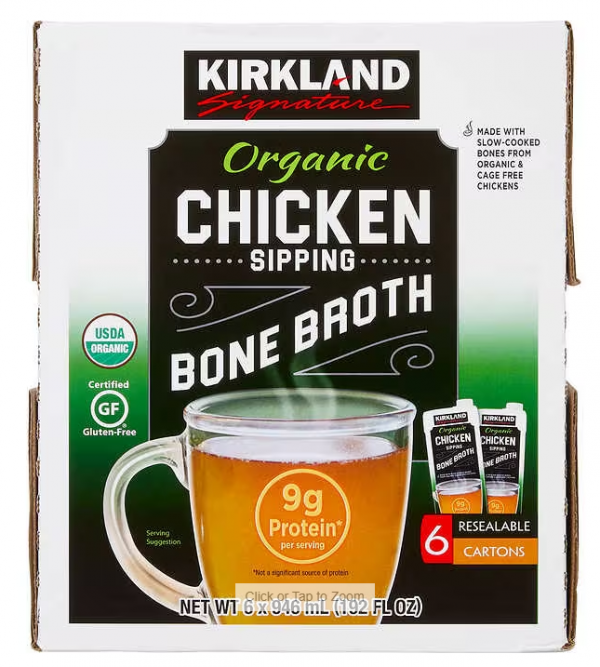 Kirkland Signature Organic Chicken Bone Broth 32 fl oz, 6 ct