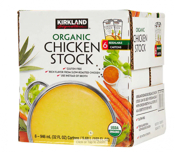 Kirkland Signature Organic Chicken Stock, 32 fl oz, 6-count