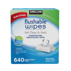 Kirkland Signature Premoistened Flushable Wipes, Fragrance Free, 640 ct