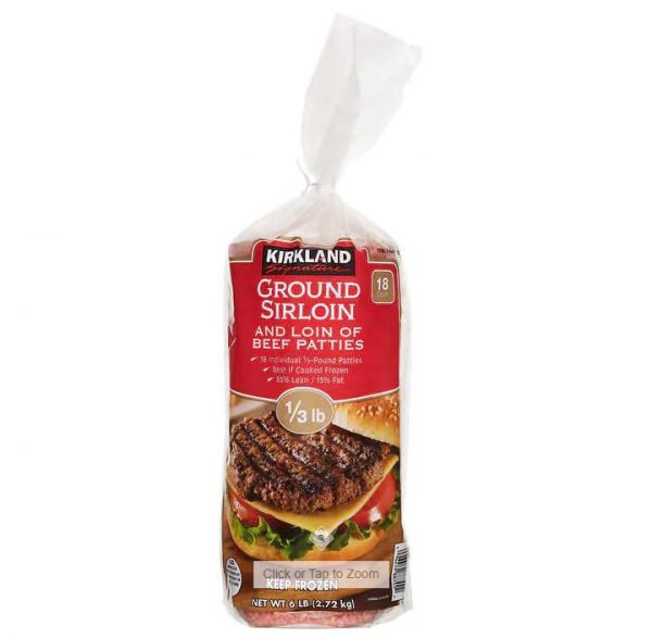 Kirkland Signature Sirloin Beef Patties 18 ct 6 lbs